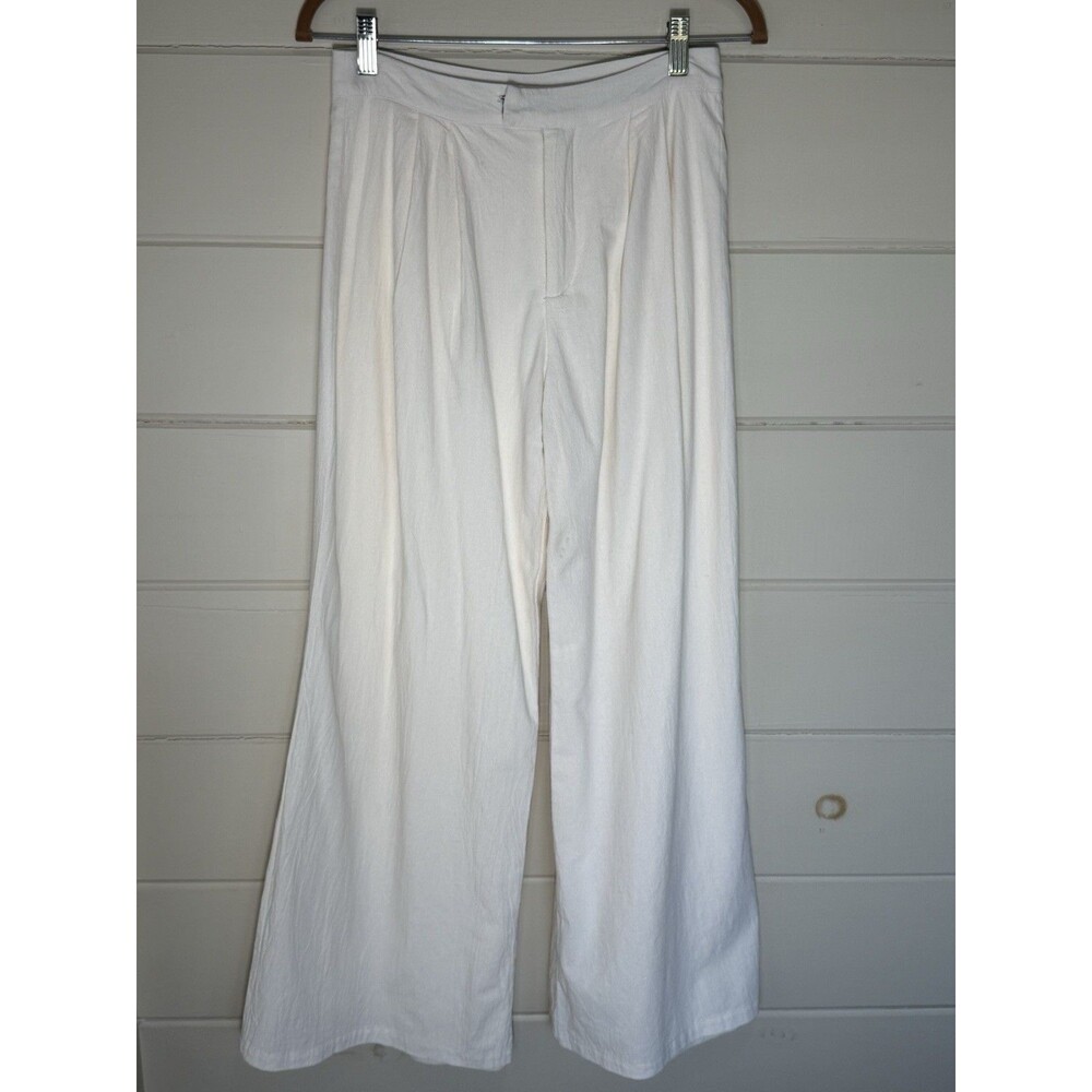 Altard State XS Wide Leg High Waist Ivory Pants Classic Quiet Luxury Euro Summer